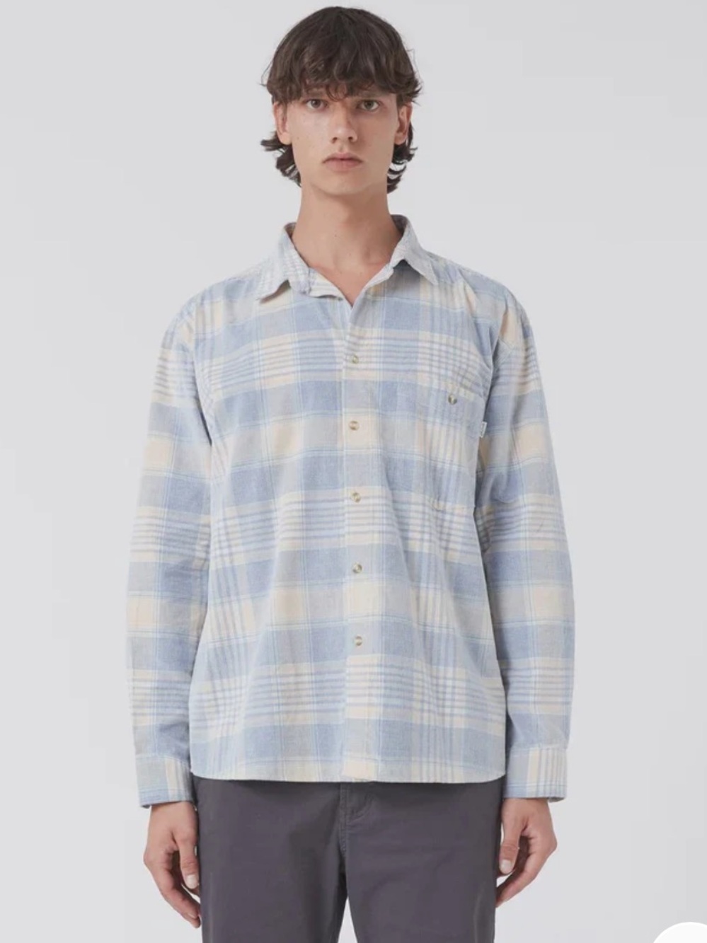 BARNEY COOLS CABIN 2.0 SHIRT- BLUE CORD PLAID (NWOT, never worn)